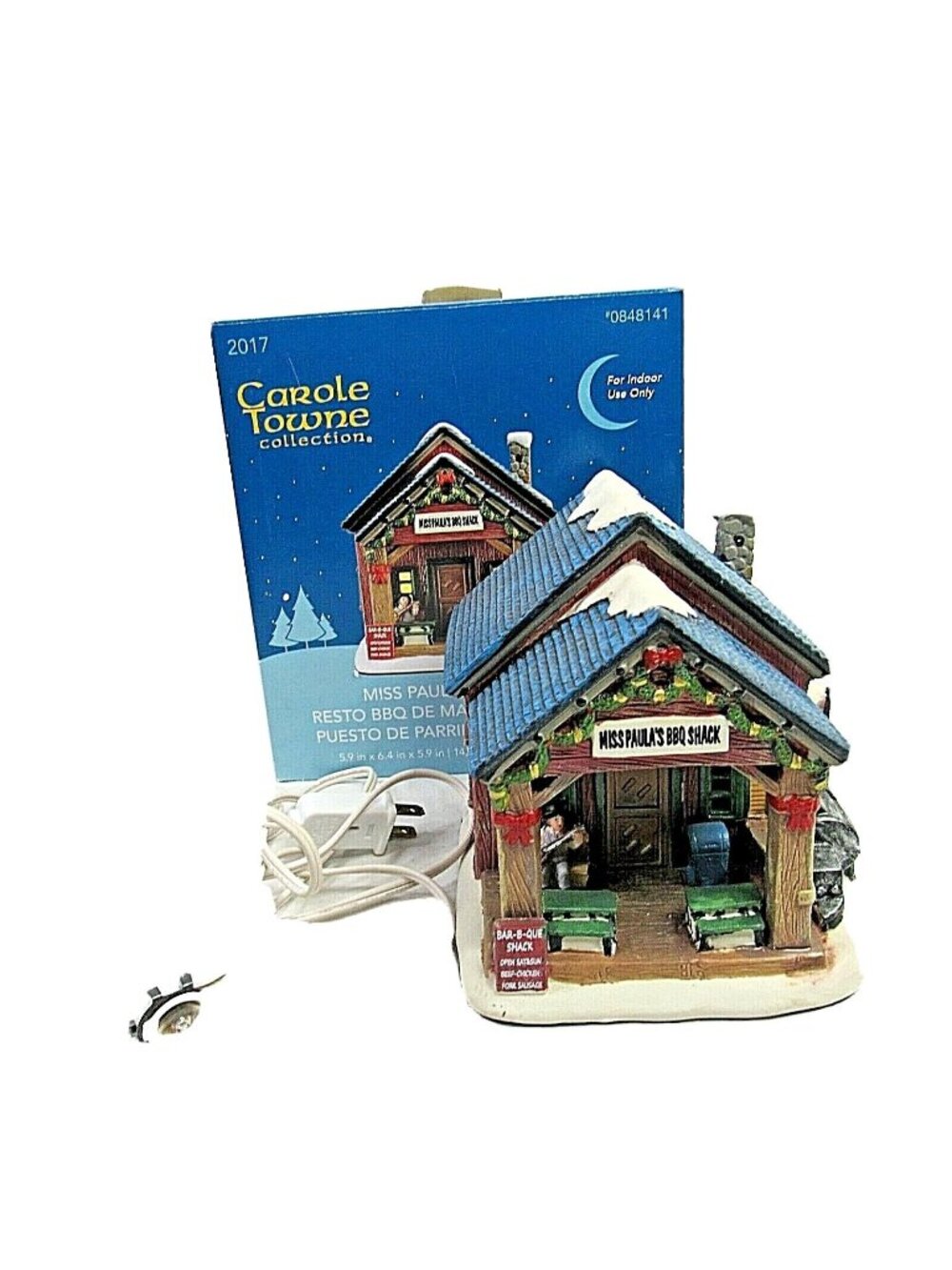 Miss Paulas BBQ Shack Carole Towne Lighted Christmas Village Building 2017